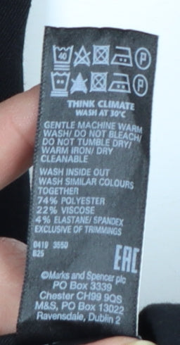 Marks and Spencer Women Black Tapered Trousers Size 14 Polyester Blend