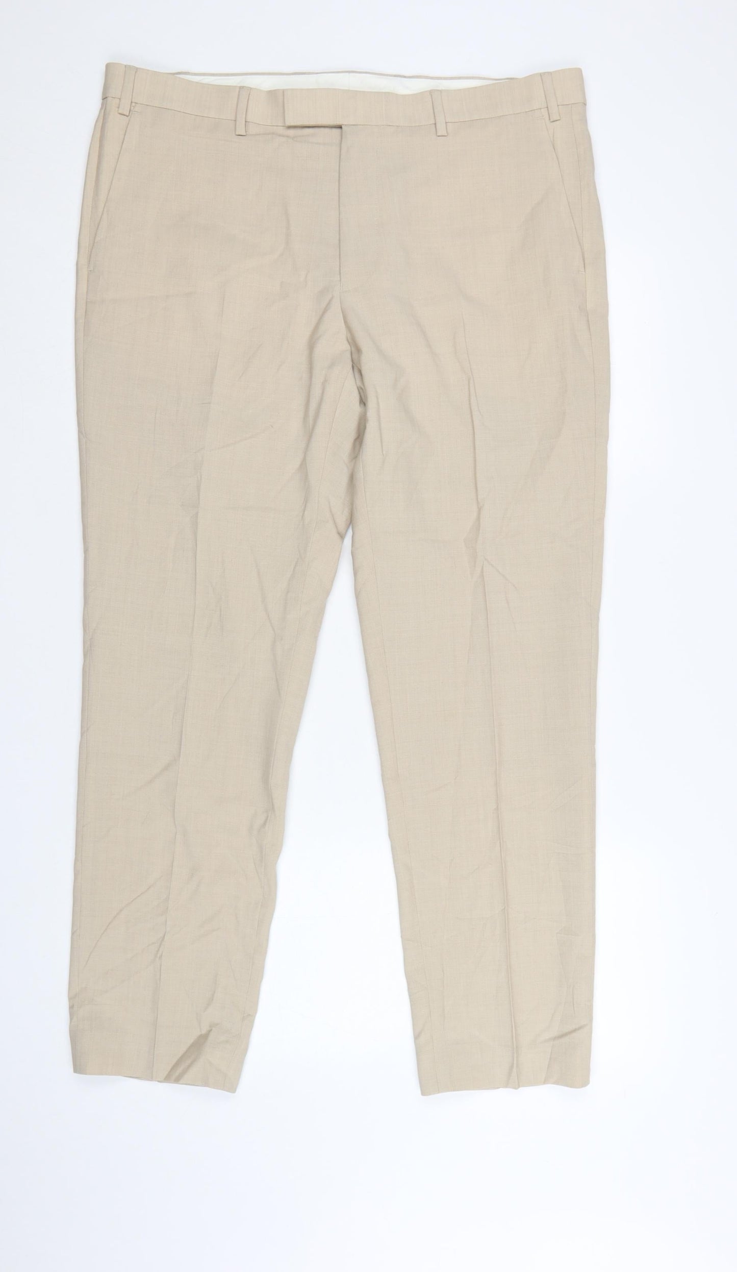Marks and Spencer Autograph Men's Beige Wool Blend Tailored Trousers 38R