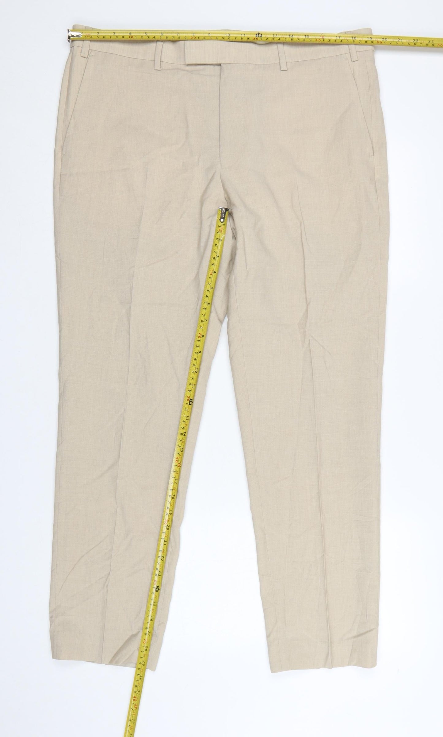 Marks and Spencer Autograph Men's Beige Wool Blend Tailored Trousers 38R