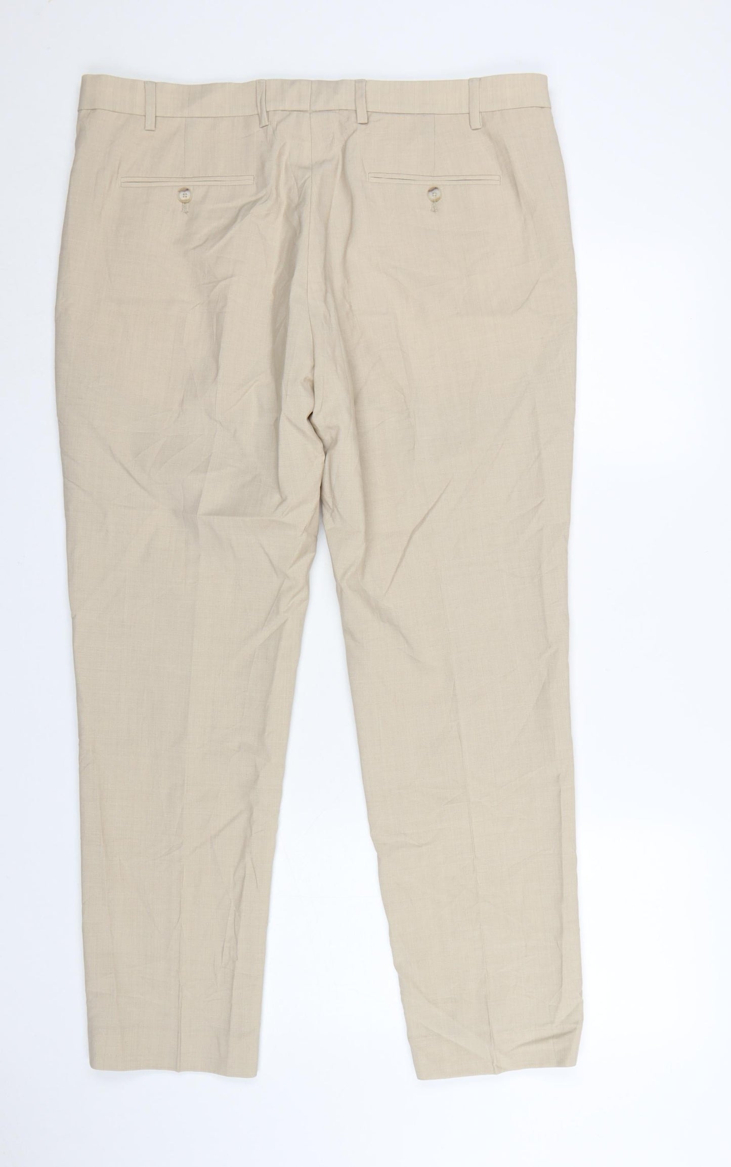 Marks and Spencer Autograph Men's Beige Wool Blend Tailored Trousers 38R
