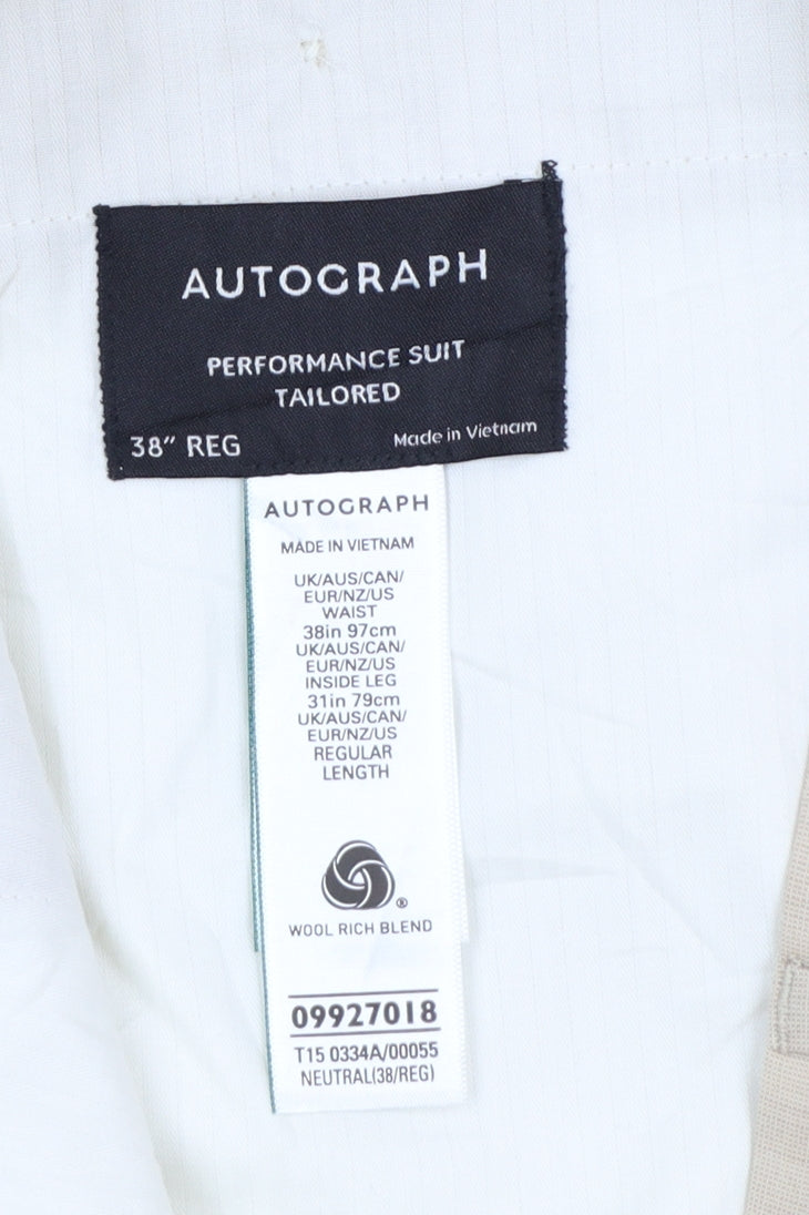 Marks and Spencer Autograph Men's Beige Wool Blend Tailored Trousers 38R