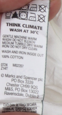 Marks and Spencer Women White Long Sleeve Basic Cotton T-Shirt Size 10