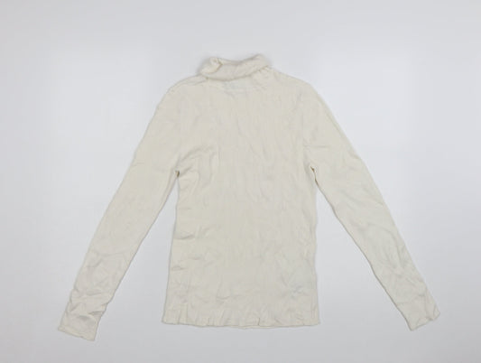 Marks and Spencer Women’s Ivory Roll Neck Slim Fit Knit Jumper Size 8