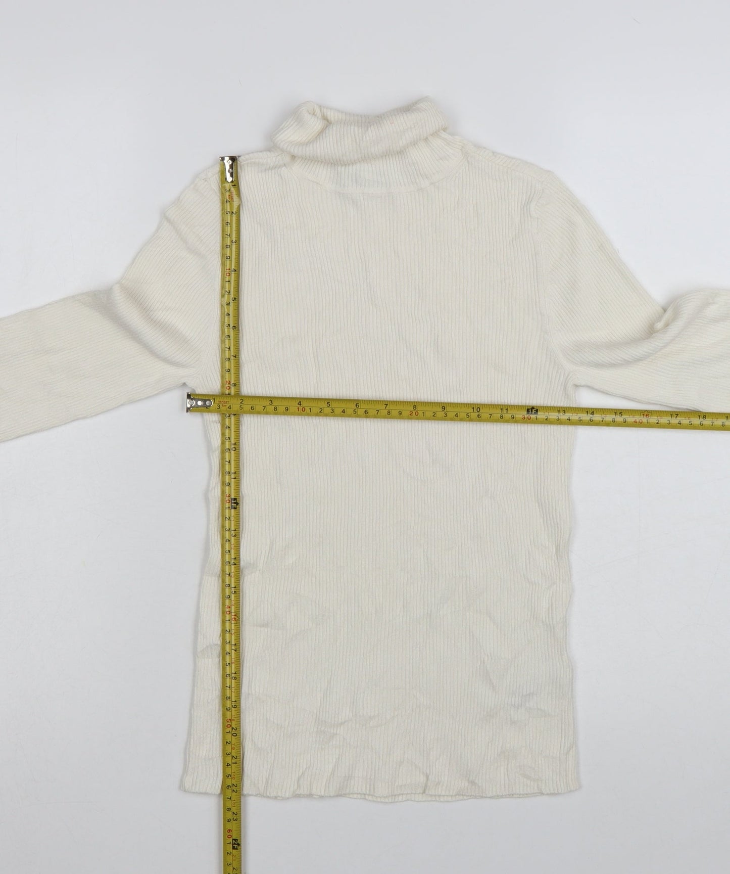 Marks and Spencer Women’s Ivory Roll Neck Slim Fit Knit Jumper Size 8