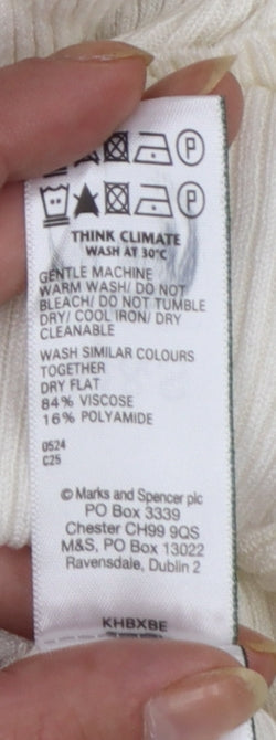 Marks and Spencer Women’s Ivory Roll Neck Slim Fit Knit Jumper Size 8