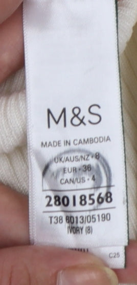 Marks and Spencer Women’s Ivory Roll Neck Slim Fit Knit Jumper Size 8