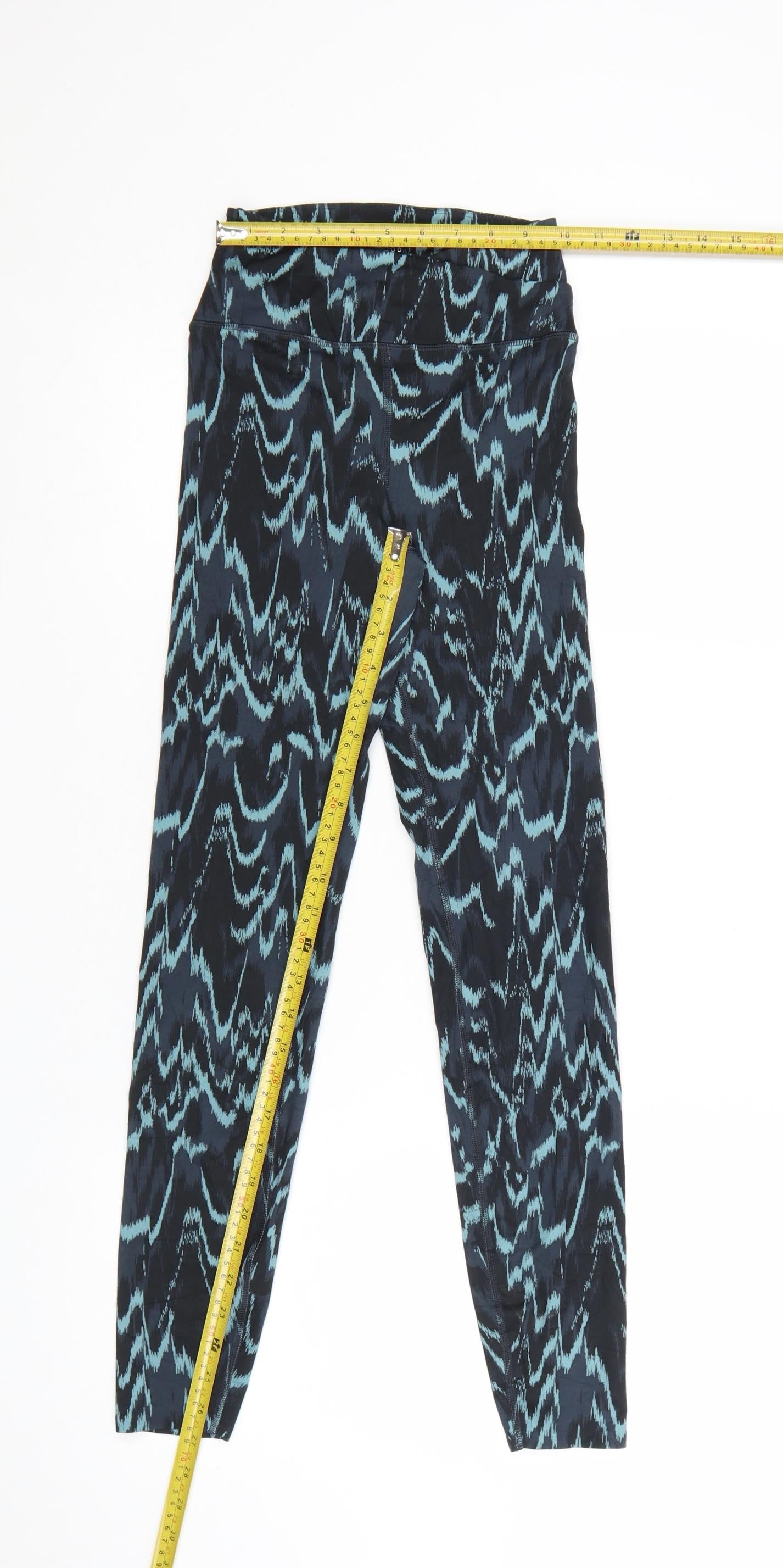 Marks and Spencer Women Blue Geometric Print Goodmove Leggings Size 6