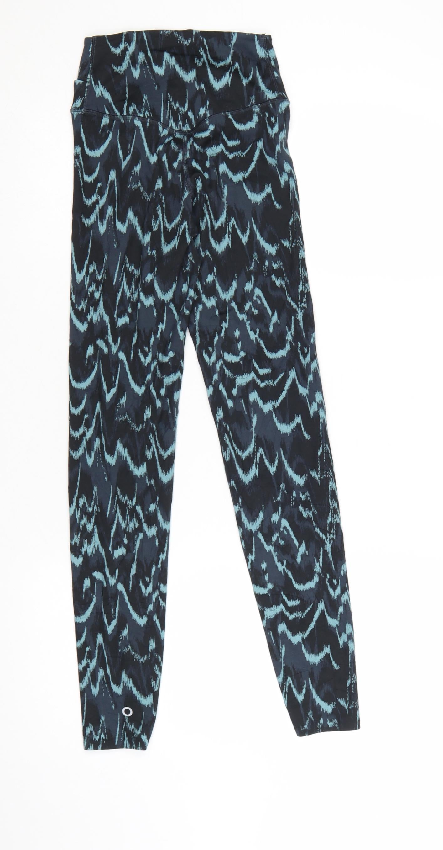 Marks and Spencer Women Blue Geometric Print Goodmove Leggings Size 6