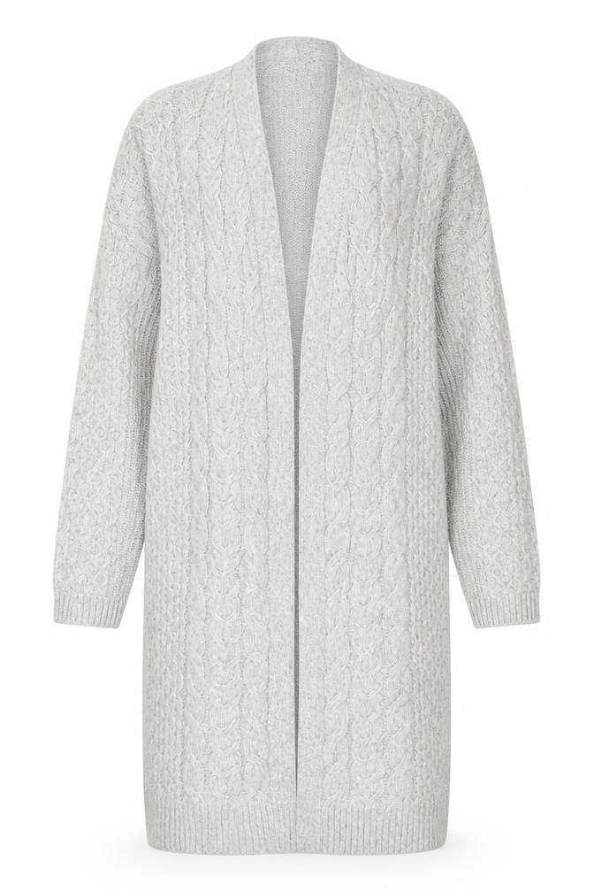 Marks & Spencer Women’s Grey Long Cable-Knit Cardigan Size L