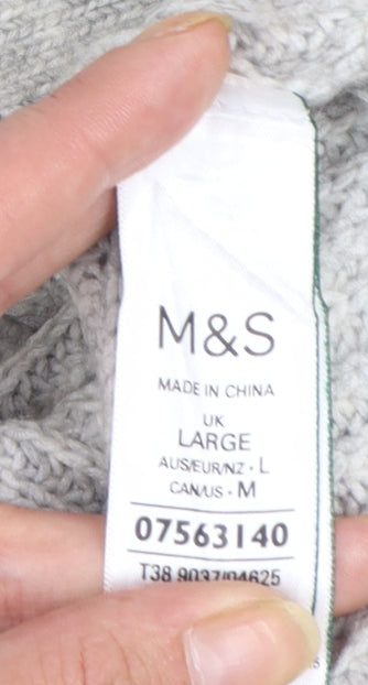Marks and Spencer Women’s Grey Long Cable-Knit Cardigan Size L
