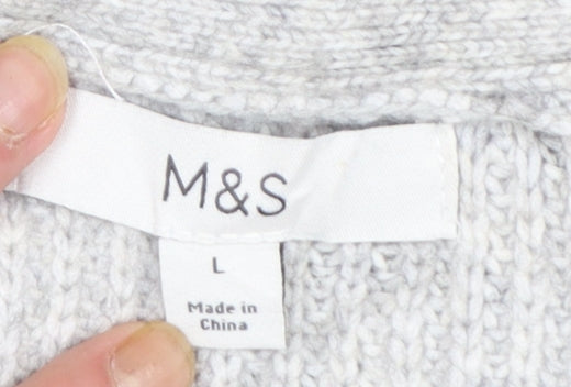 Marks and Spencer Women’s Grey Long Cable-Knit Cardigan Size L
