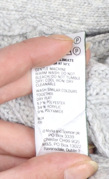 Marks and Spencer Women’s Grey Long Cable-Knit Cardigan Size L