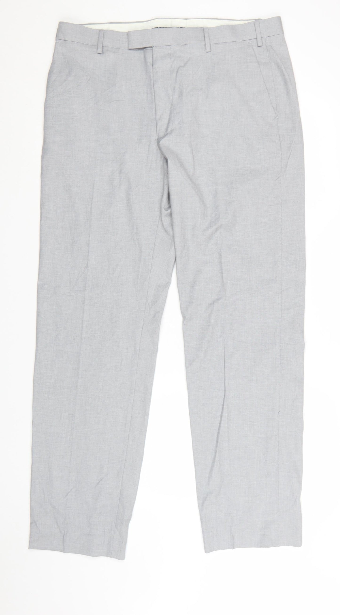 Marks and Spencer Men's Grey 36 Regular Fit Dress Trousers