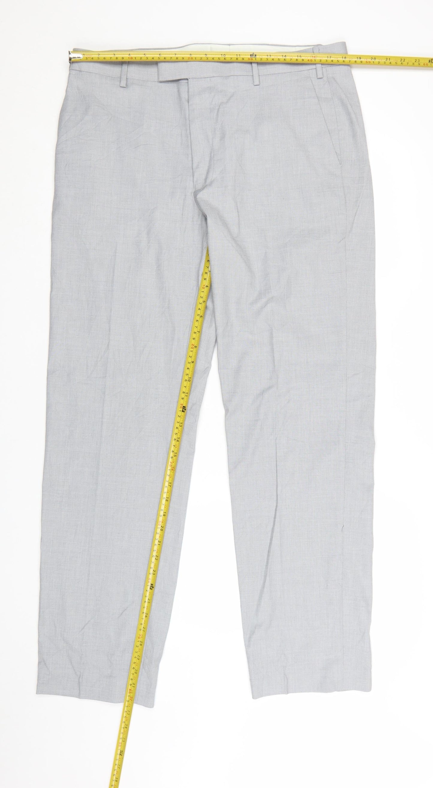 Marks and Spencer Men's Grey 36 Regular Fit Dress Trousers