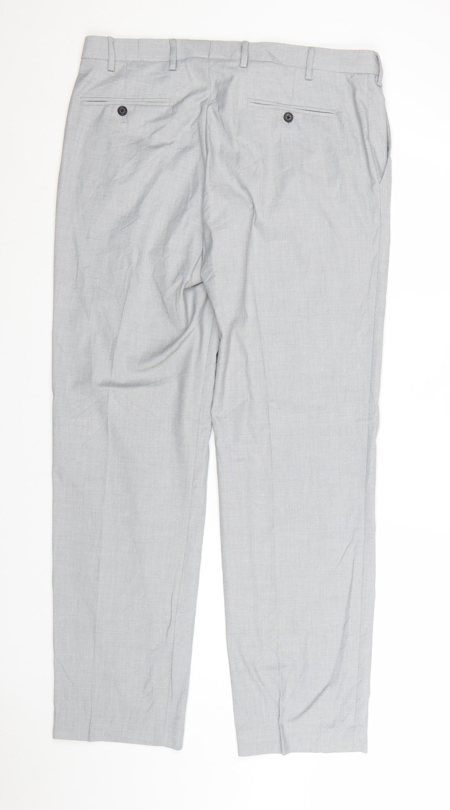 Marks and Spencer Men's Grey 36 Regular Fit Dress Trousers