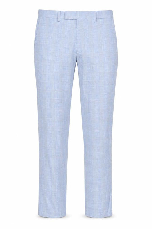 Marks & Spencer Men's Blue Slim Fit Check Chino Trousers 32W 31L