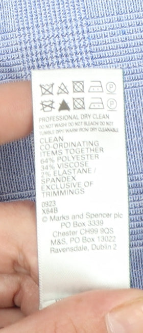 Marks and Spencer Men's Blue Slim Fit Check Chino Trousers 32W 31L