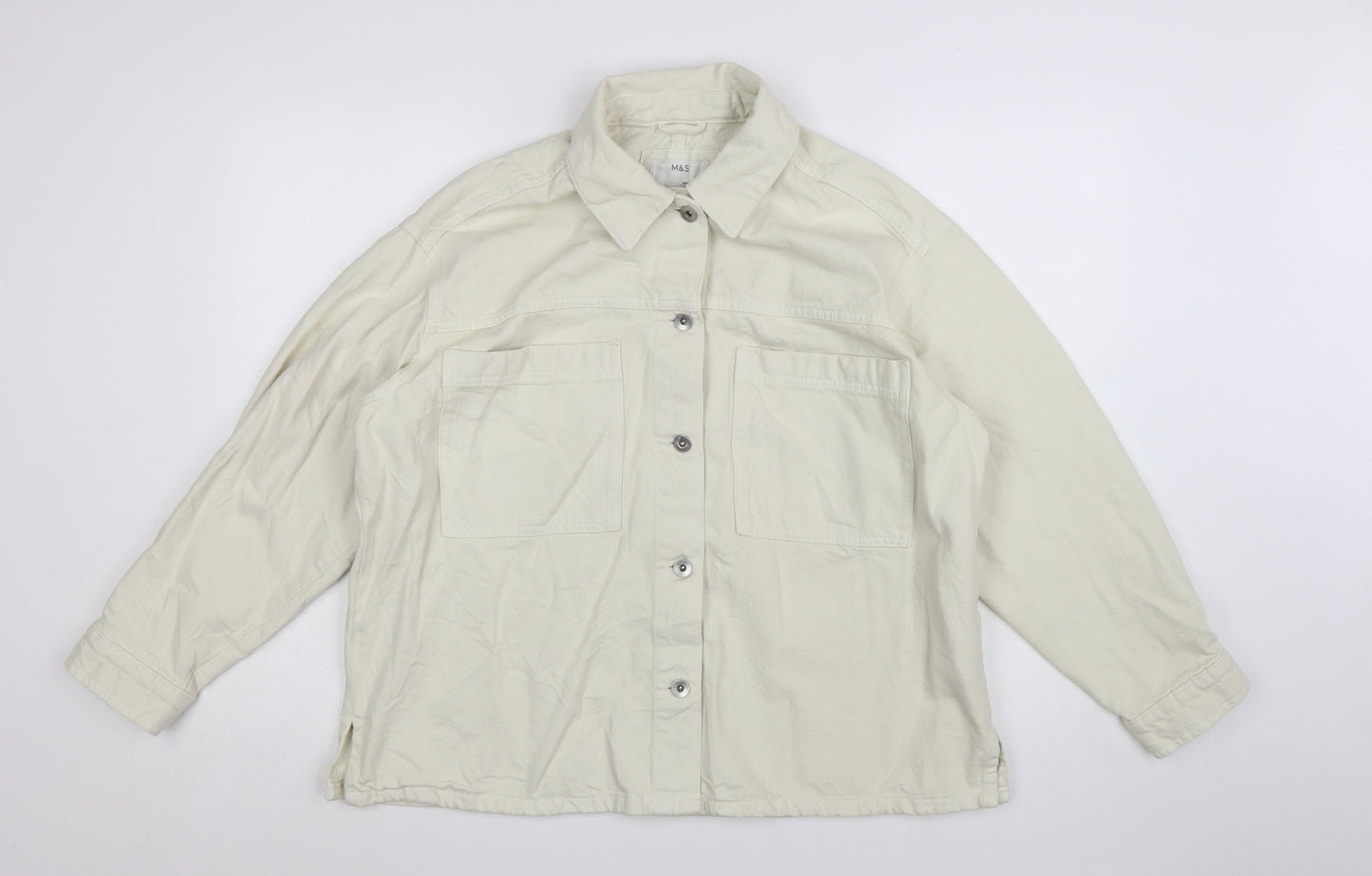 Marks and Spencer Women Beige L Basic Cotton Jacket