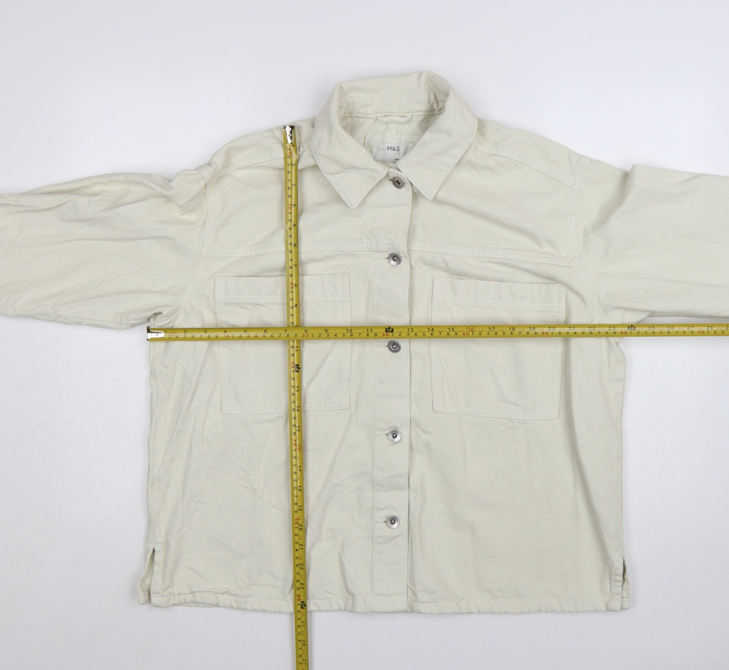 Marks and Spencer Women Beige L Basic Cotton Jacket