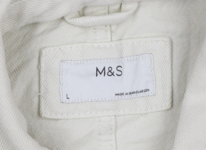 Marks and Spencer Women Beige L Basic Cotton Jacket