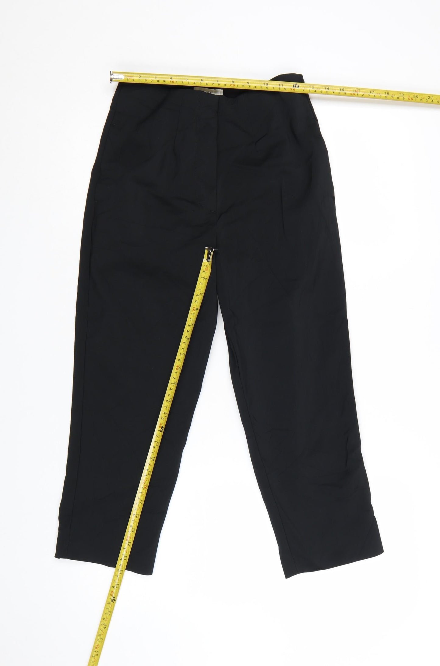 Marks and Spencer Women’s Black Size 8 Regular Cotton Blend Trousers