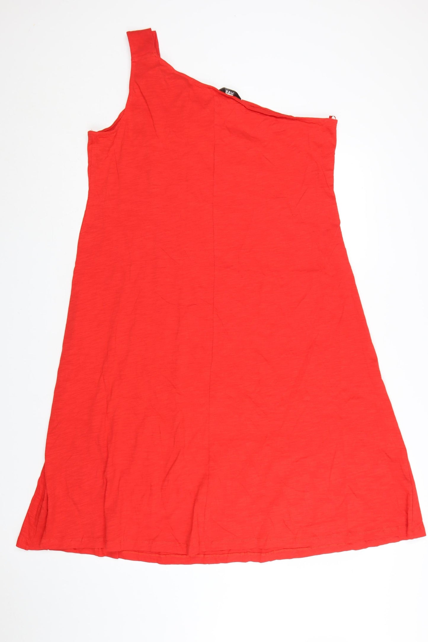 Marks and Spencer Women Red Petite One Shoulder Cotton A-Line Dress Size 18