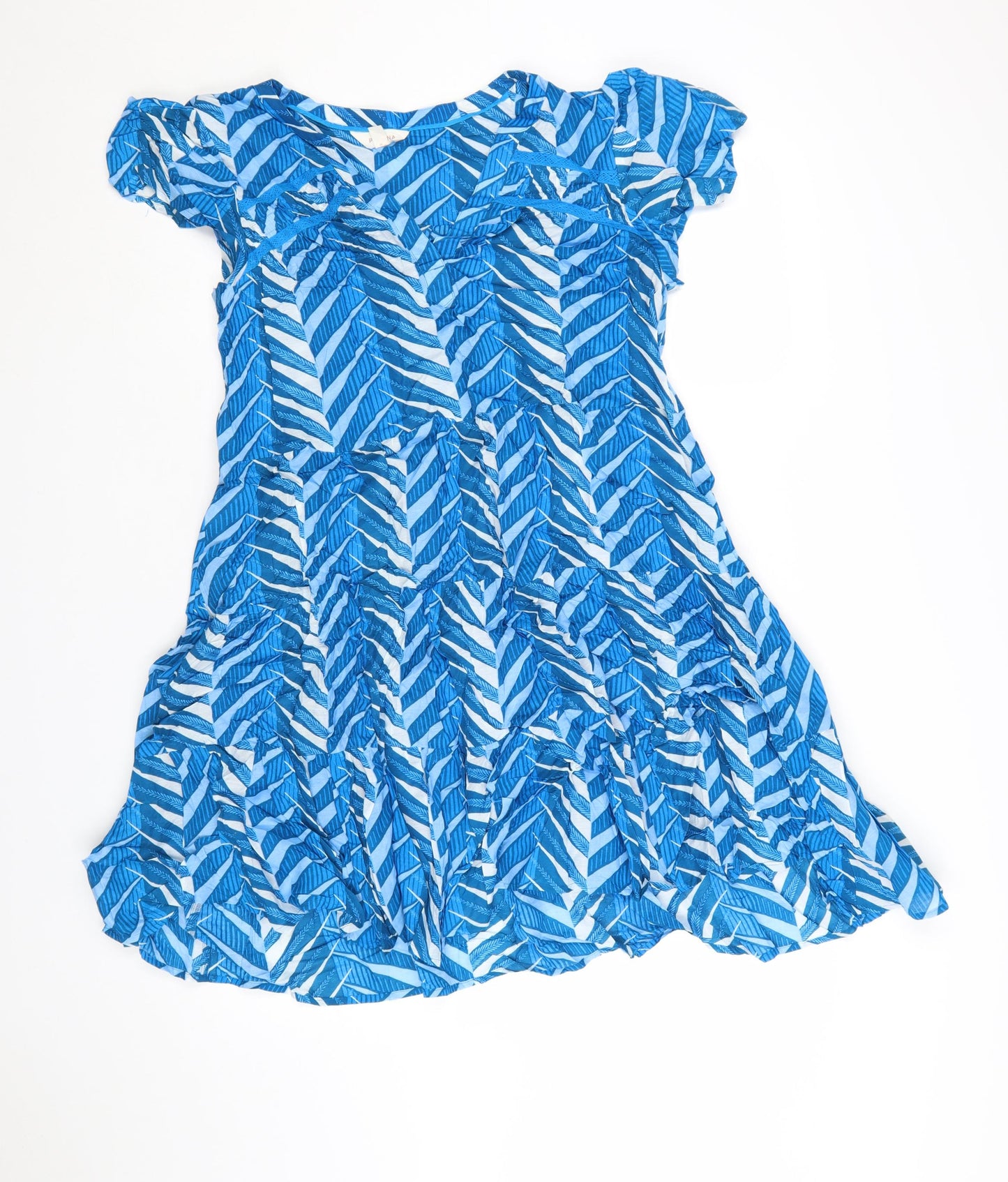 Marks and Spencer Per Una Women's Blue Geometric A-Line Dress Size 10