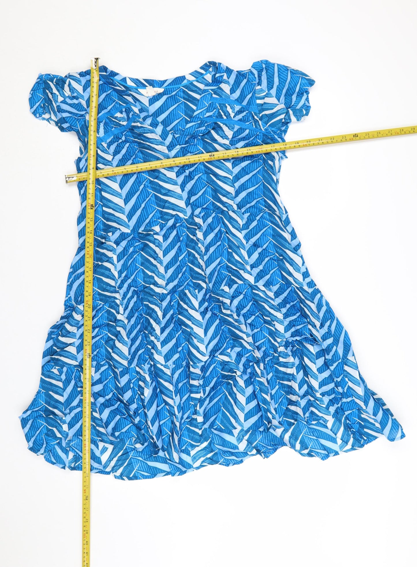 Marks and Spencer Per Una Women's Blue Geometric A-Line Dress Size 10