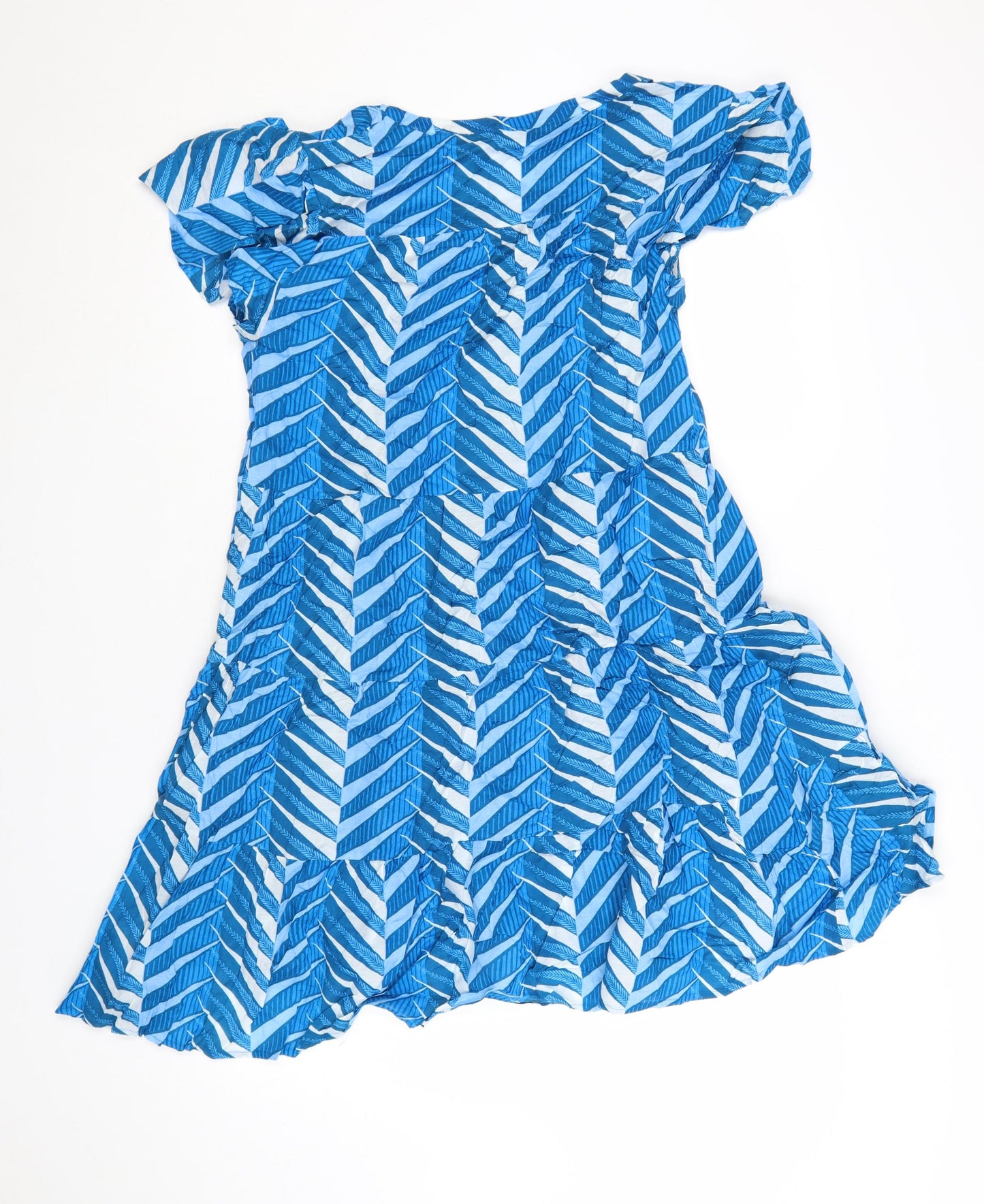 Marks and Spencer Per Una Women's Blue Geometric A-Line Dress Size 10