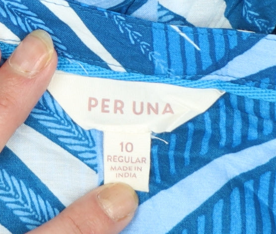 Marks and Spencer Per Una Women's Blue Geometric A-Line Dress Size 10