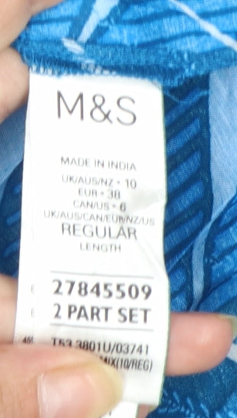 Marks and Spencer Per Una Women's Blue Geometric A-Line Dress Size 10