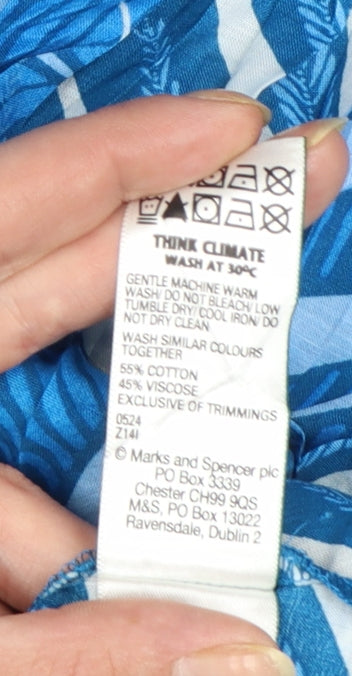 Marks and Spencer Per Una Women's Blue Geometric A-Line Dress Size 10