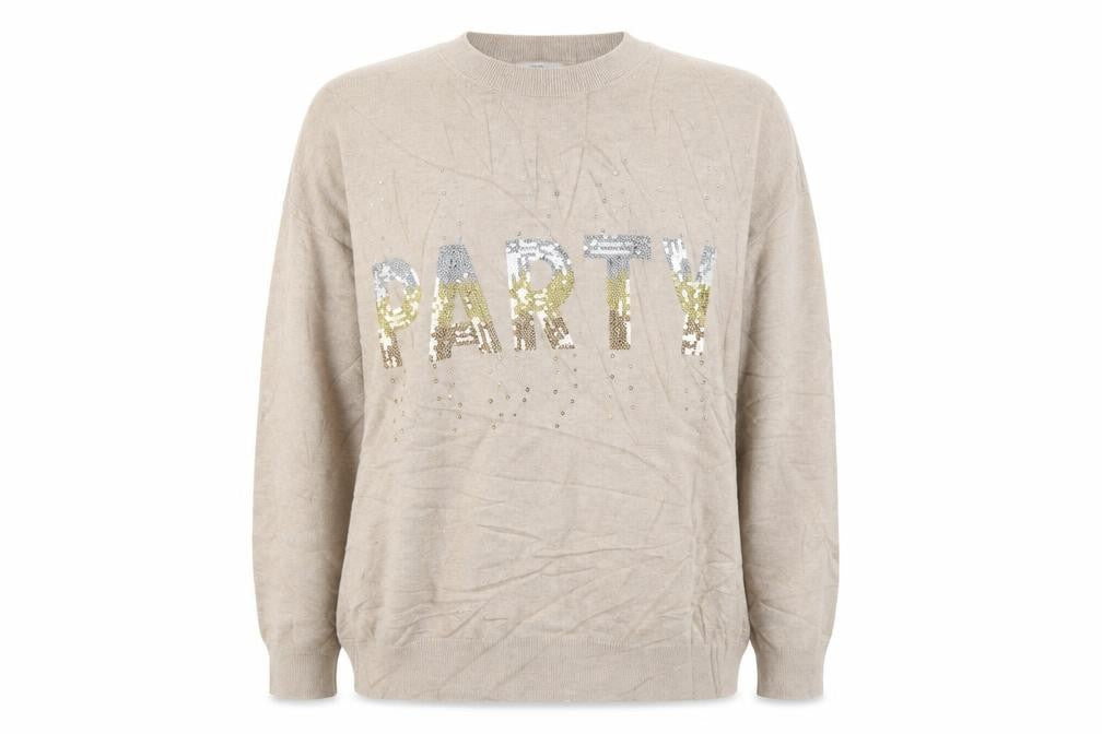 Marks & Spencer Women Beige Sequin Party Pullover Jumper XL
