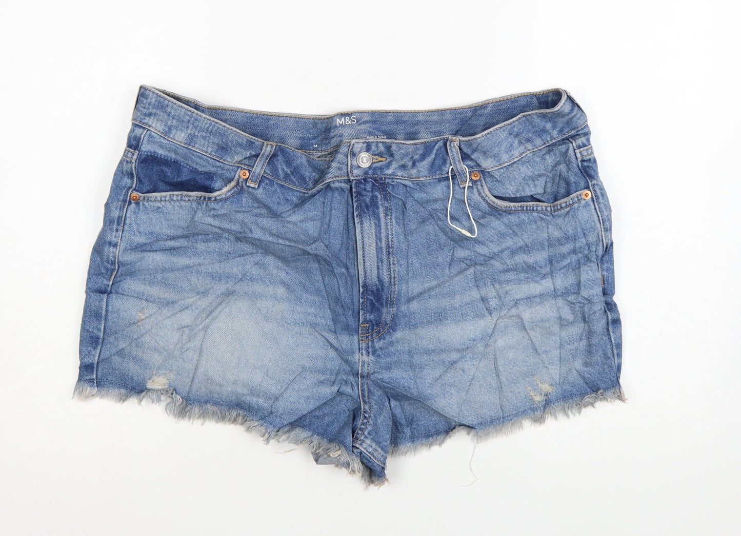 Marks and Spencer Women's Blue Denim Cut-Off Shorts Size 18