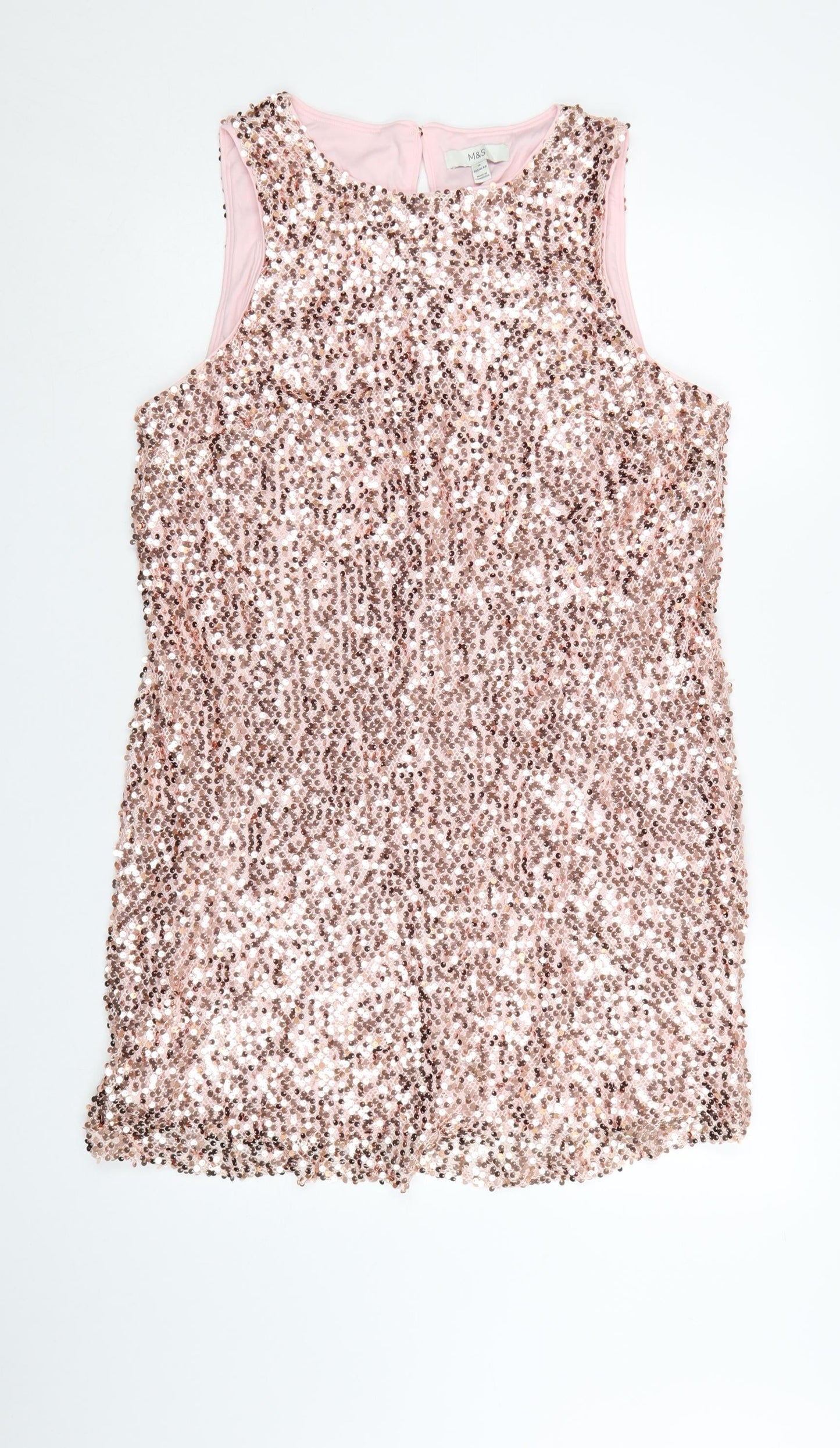 Marks and Spencer Women Pink Sequin Shift Dress Size 16