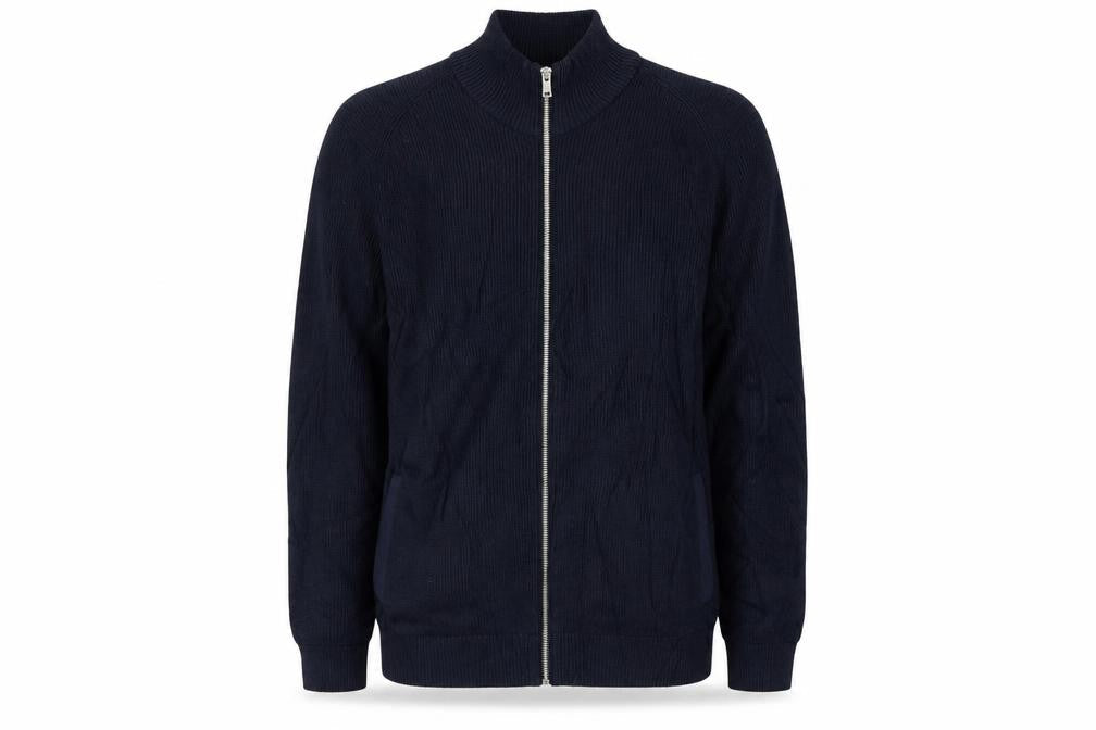 Marks & Spencer Men Blue XL Full Zip Cotton Blend Jumper