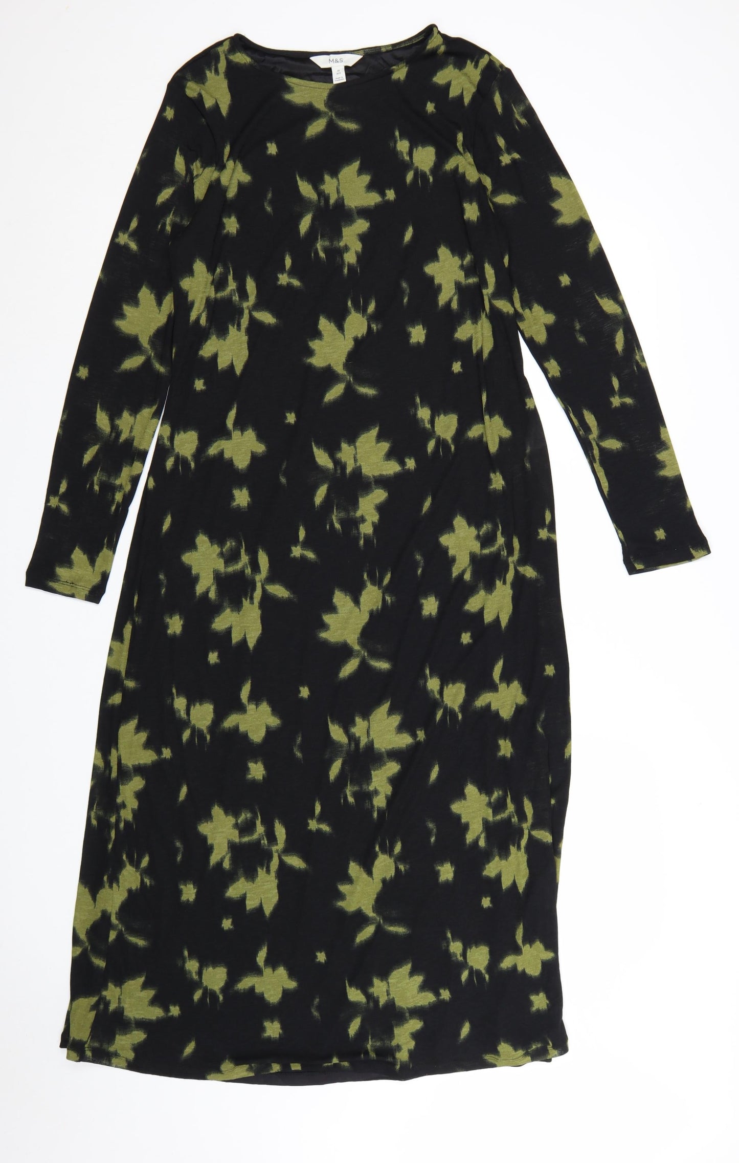 Marks and Spencer Womens Multicoloured Size 14 Long Sleeve Shift Dress