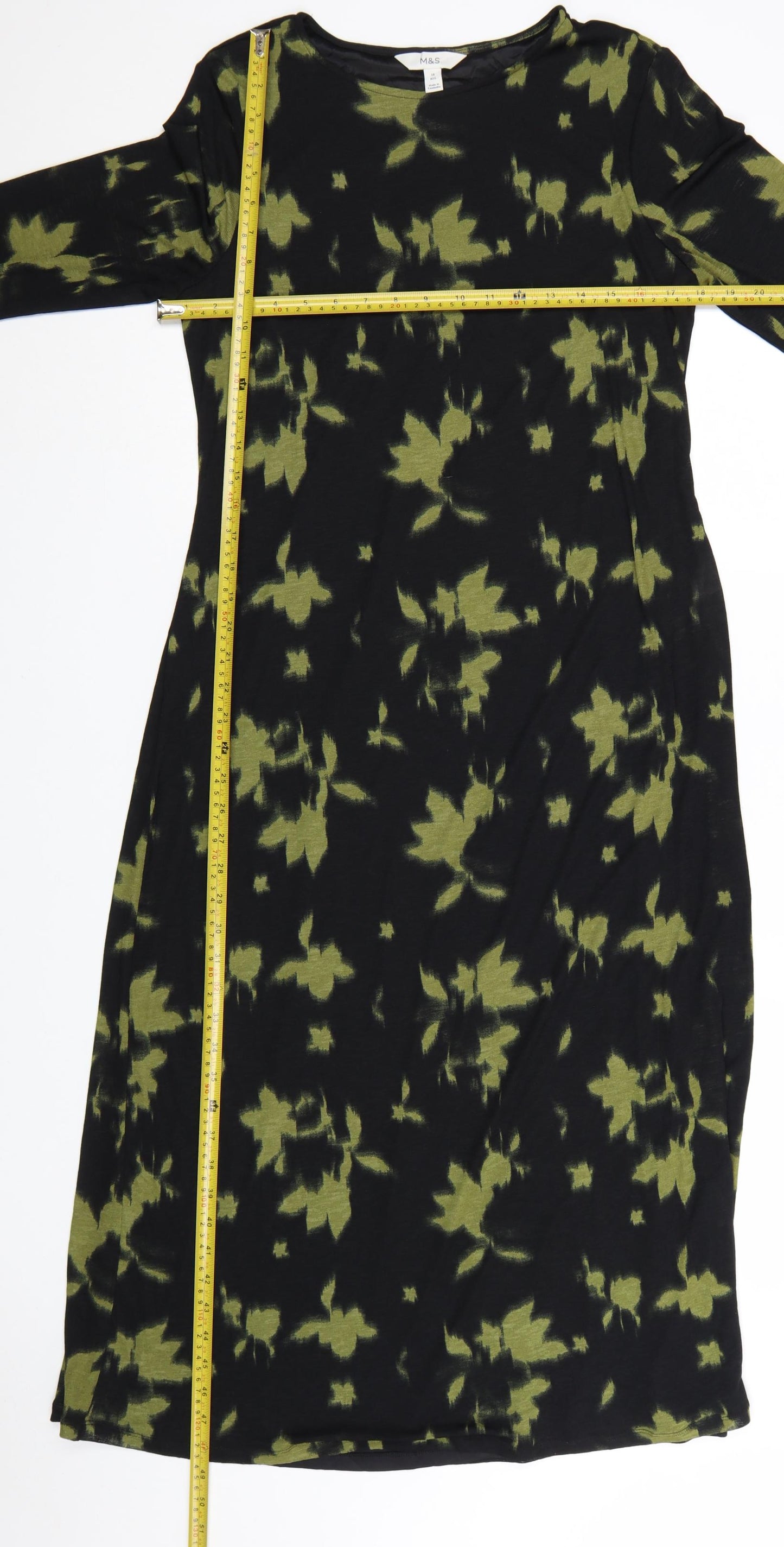 Marks and Spencer Womens Multicoloured Size 14 Long Sleeve Shift Dress