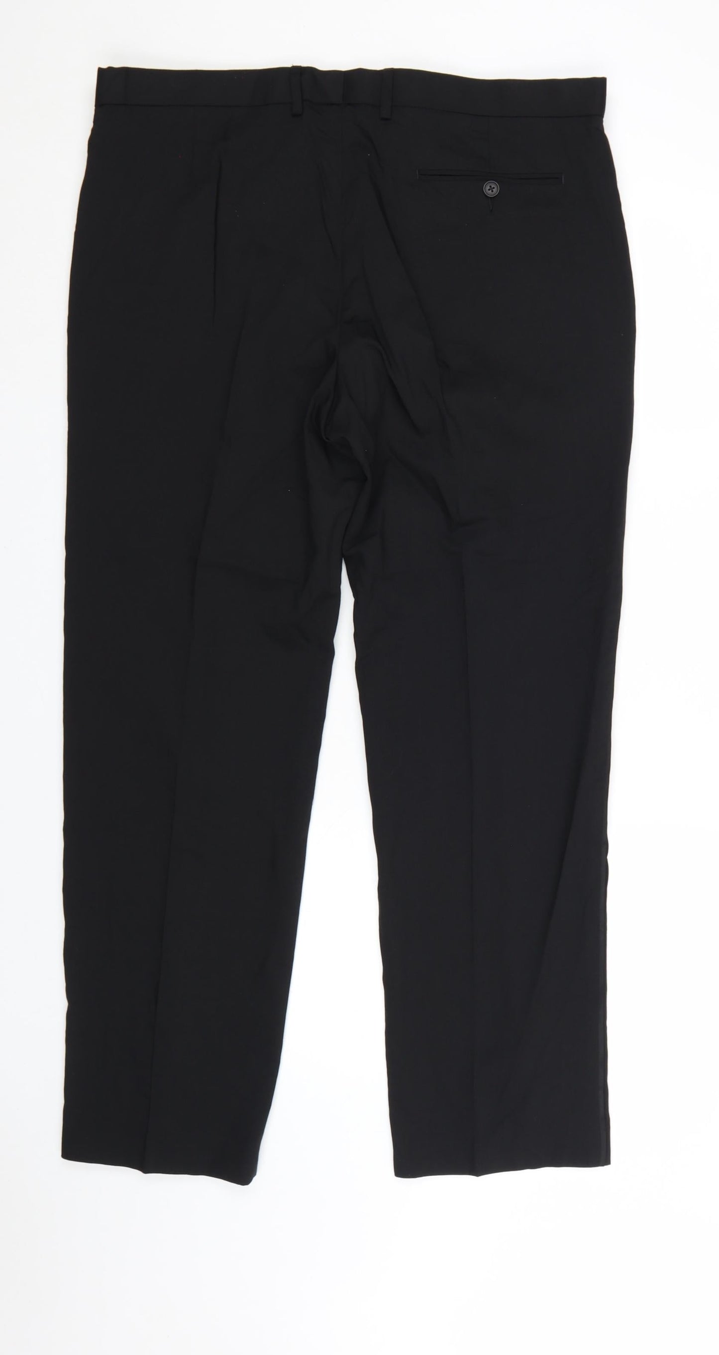 Marks and Spencer Men's Black Wool Blend Regular Fit Dress Trousers 38x31