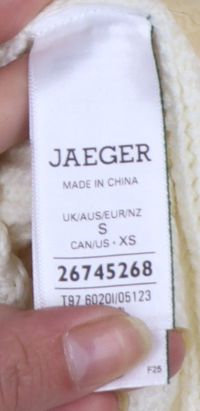 Jaeger Women Ivory Merino Wool Roll Neck Jumper Size S