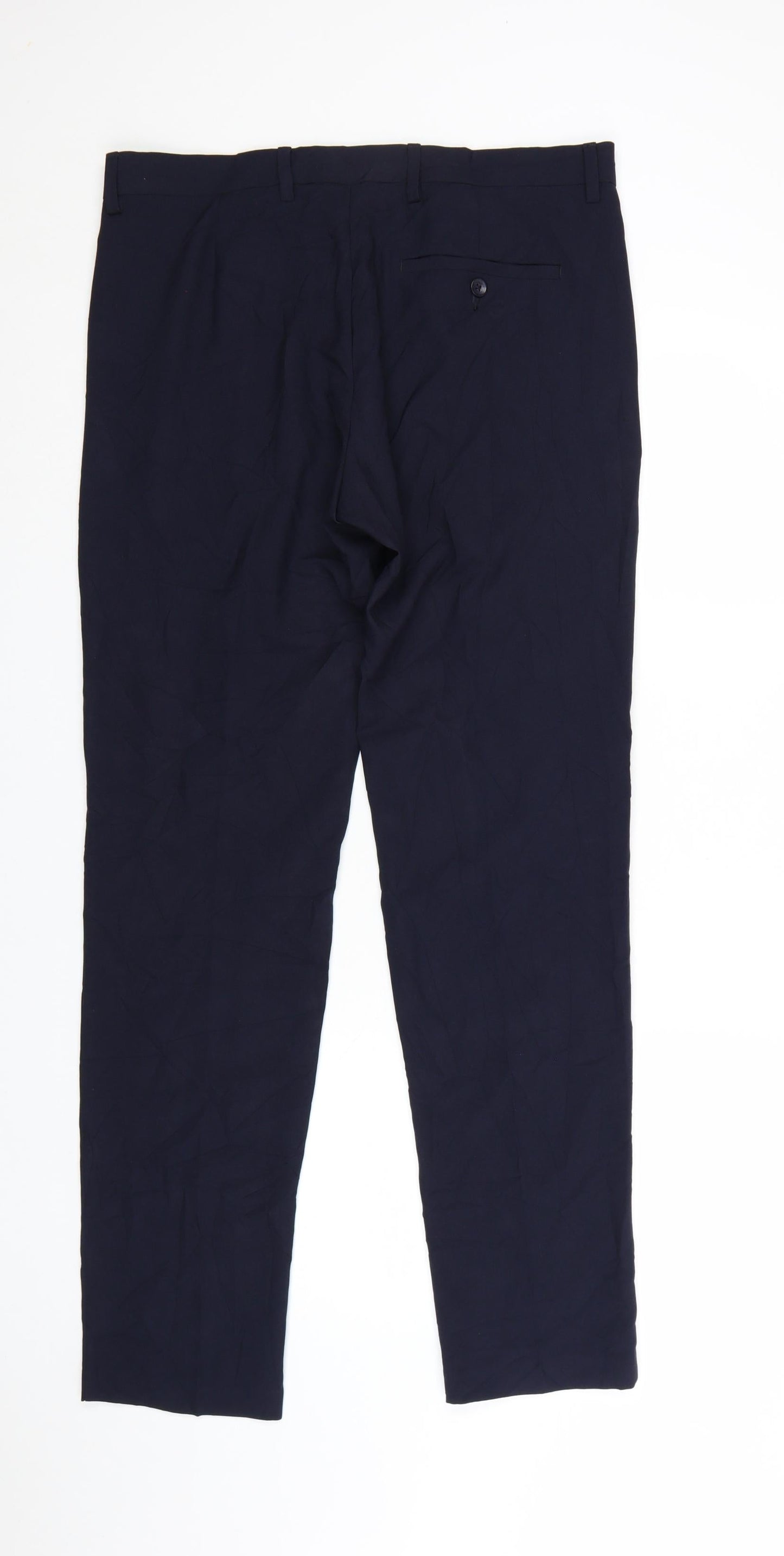 Marks and Spencer Men's Blue Slim Fit Trousers 34W 33L Polyester