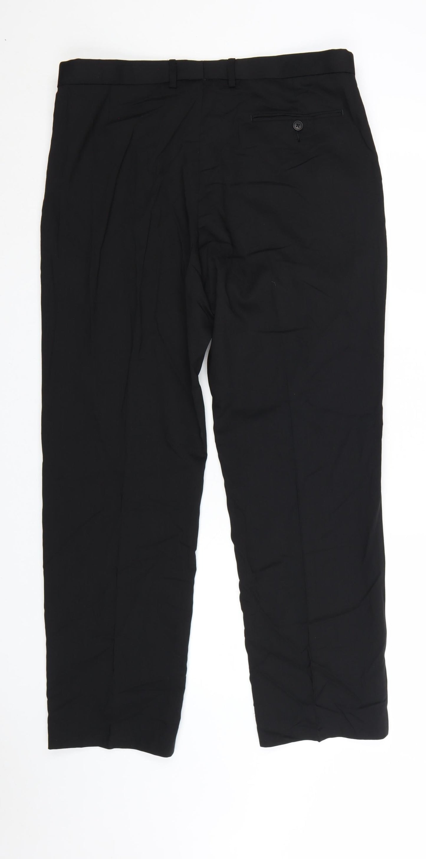 Marks and Spencer Men's Black Wool Blend Regular Fit Dress Trousers 36W 31L