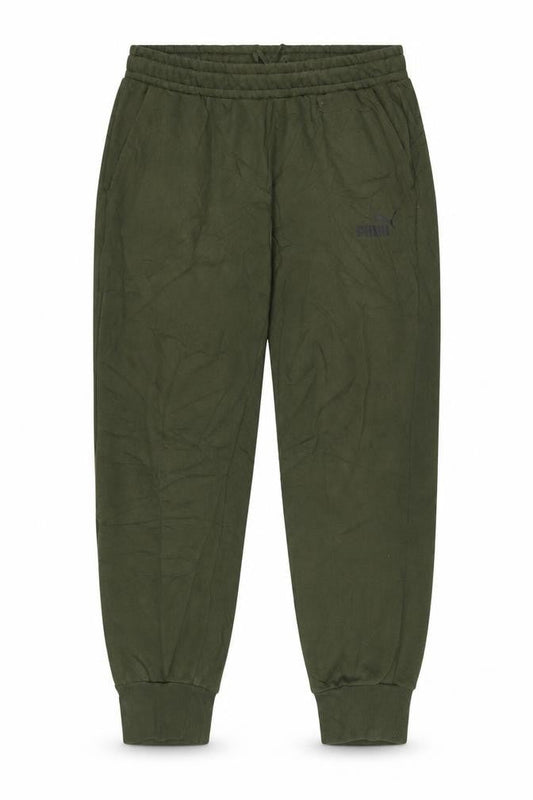 Front view of Puma Men's Green Jogger Trousers L Regular Fit Elastic Waist