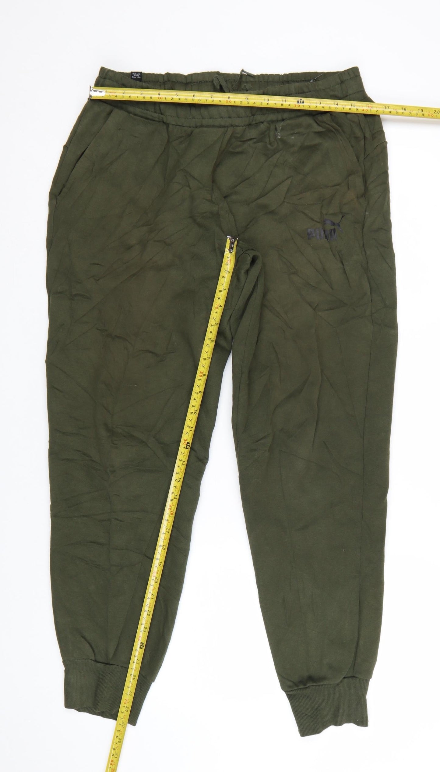 Puma Men's Green Jogger Trousers L Regular Fit Elastic Waist
