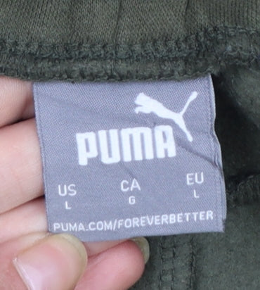 Puma Men's Green Jogger Trousers L Regular Fit Elastic Waist