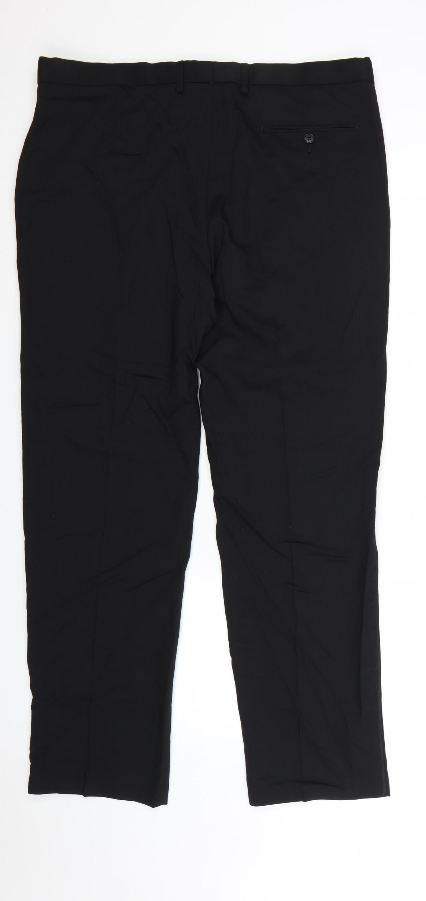 Marks and Spencer Men's Black Regular Fit Wool Blend Dress Trousers 40W 33L