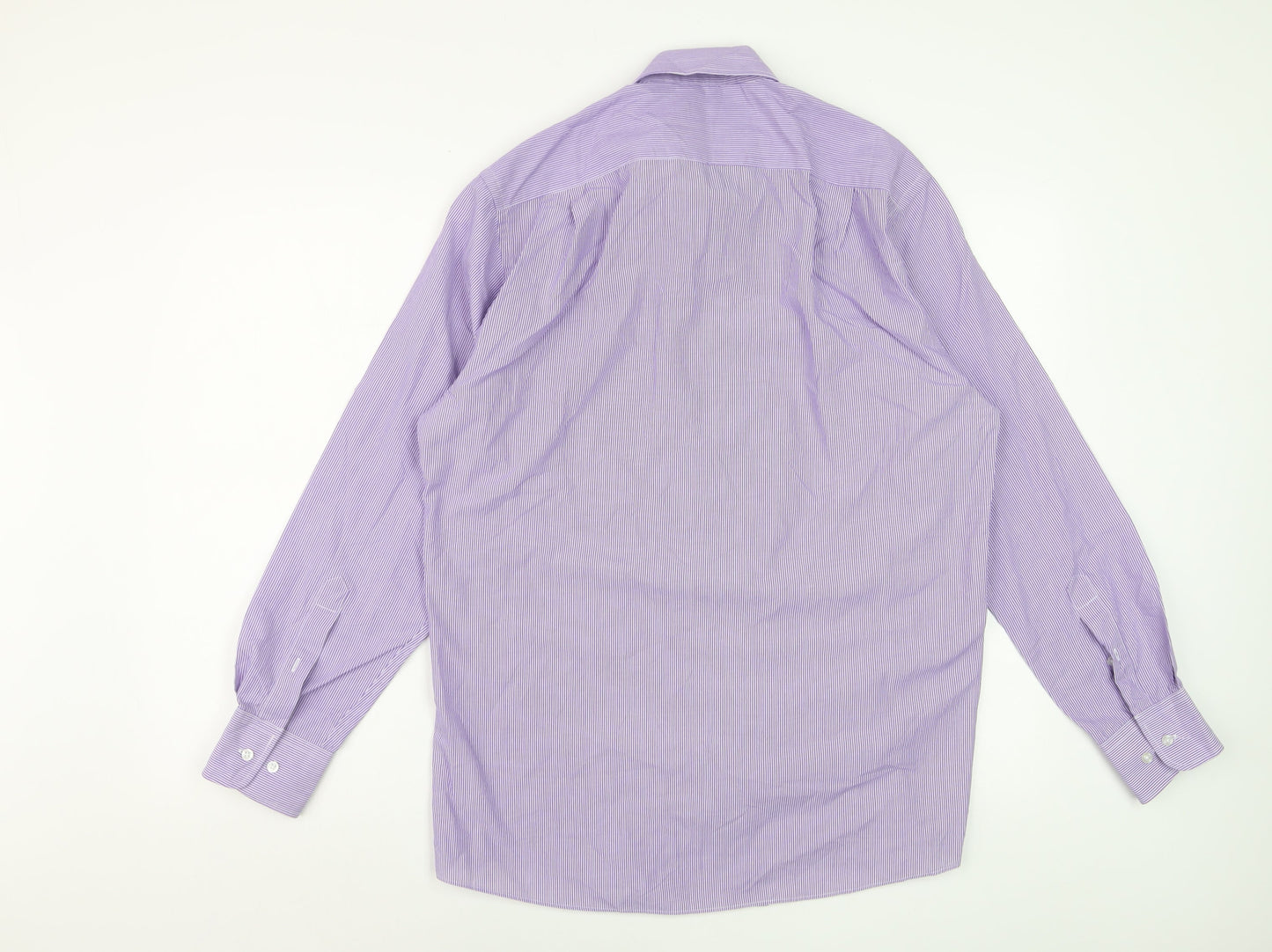 Thomas Nash Men's Purple Striped Easy Care Dress Shirt 15.5in Regular Fit