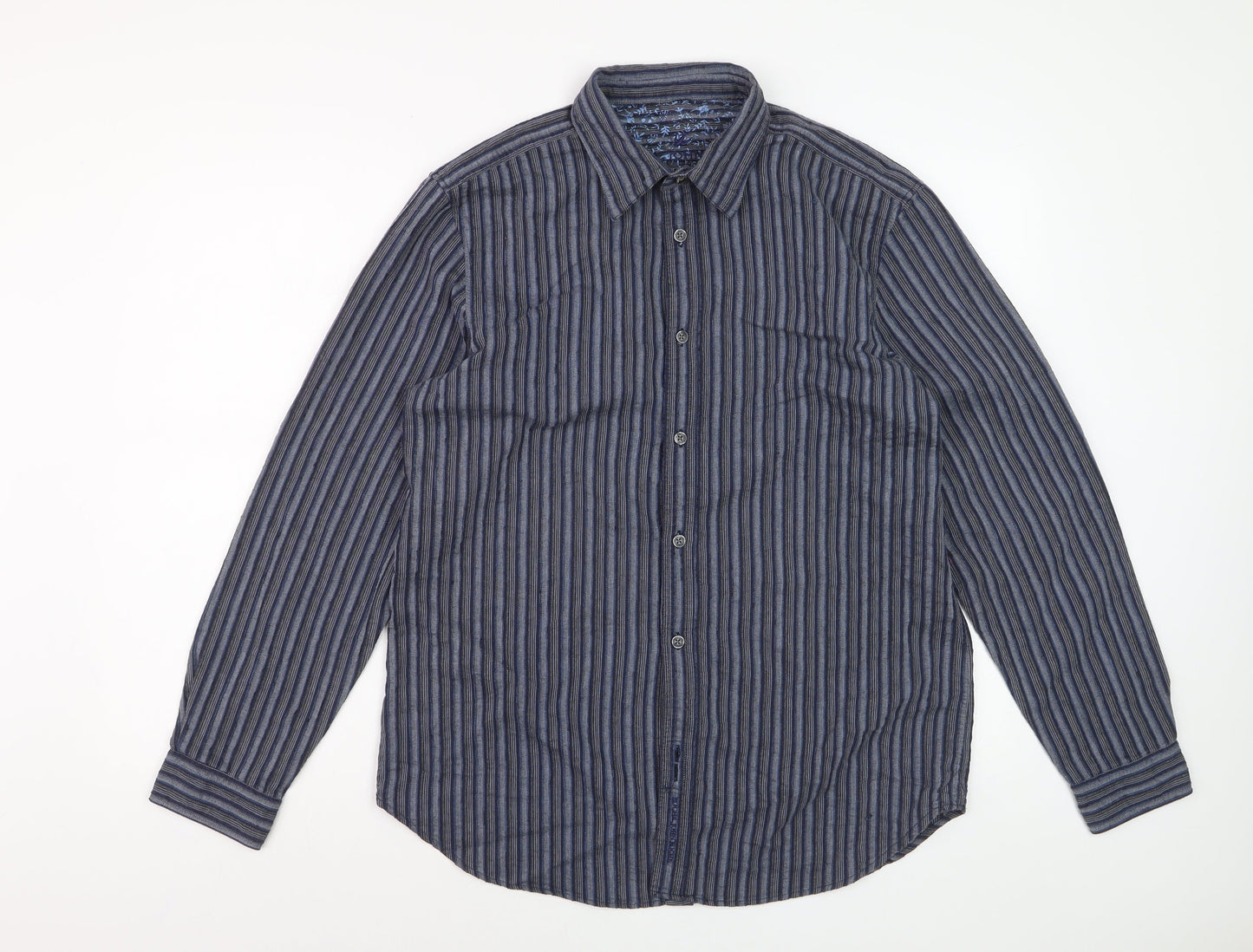 Rocha John Rocha Men's Blue Striped Long Sleeve Regular Fit Dress Shirt M