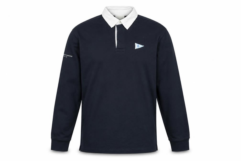 Four Seasons Men's Navy Long Sleeve Polo Shirt Size S 100% Cotton Yachting Style