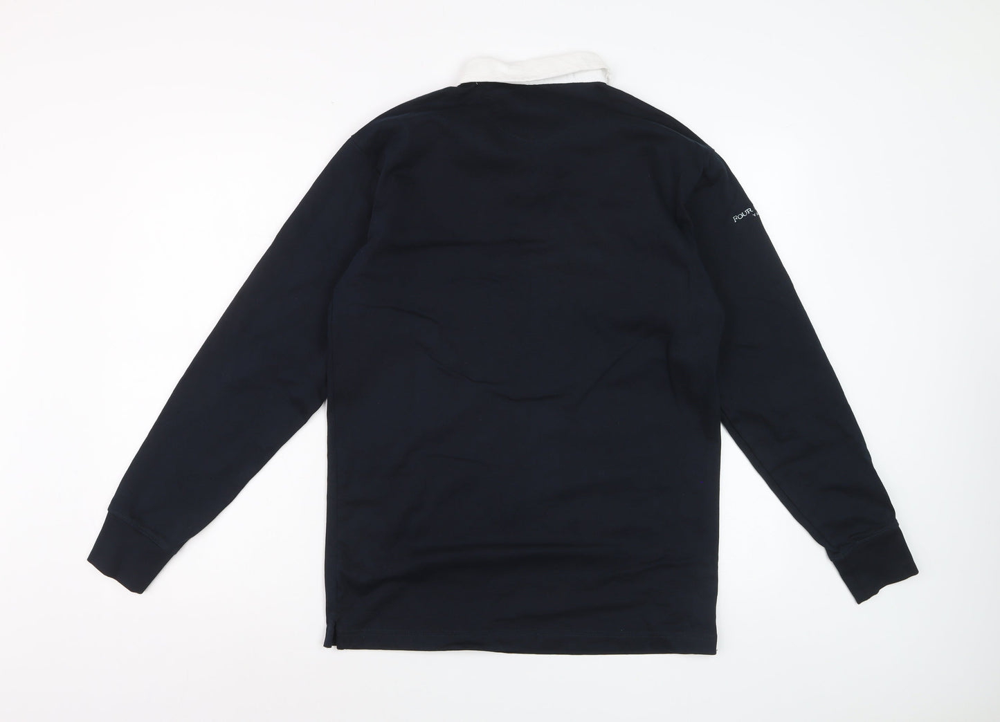 Four Seasons Men's Navy Long Sleeve Polo Shirt Size S 100% Cotton Yachting Style